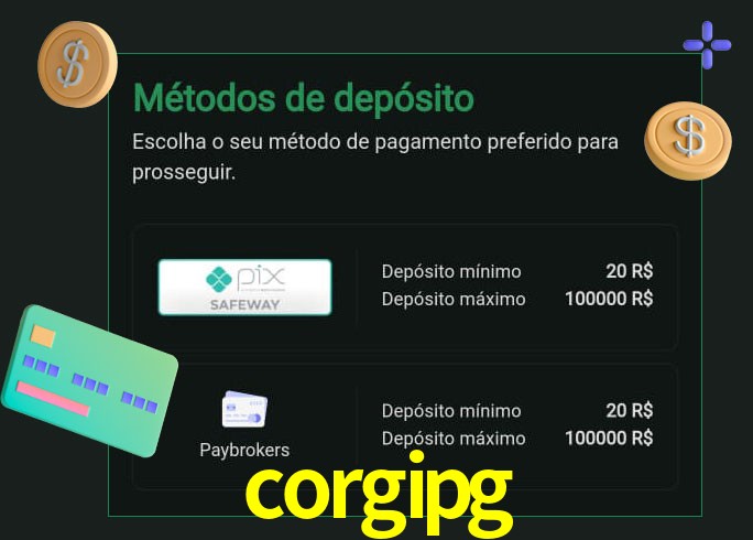 O cassino corgipg oferece uma grande variedade de métodos de pagamento